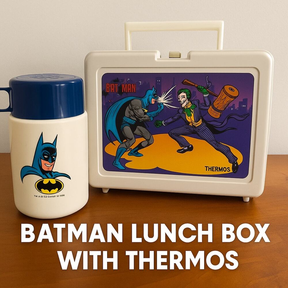 Vintage 1982 Batman & Joker Thermos Lunchbox Set